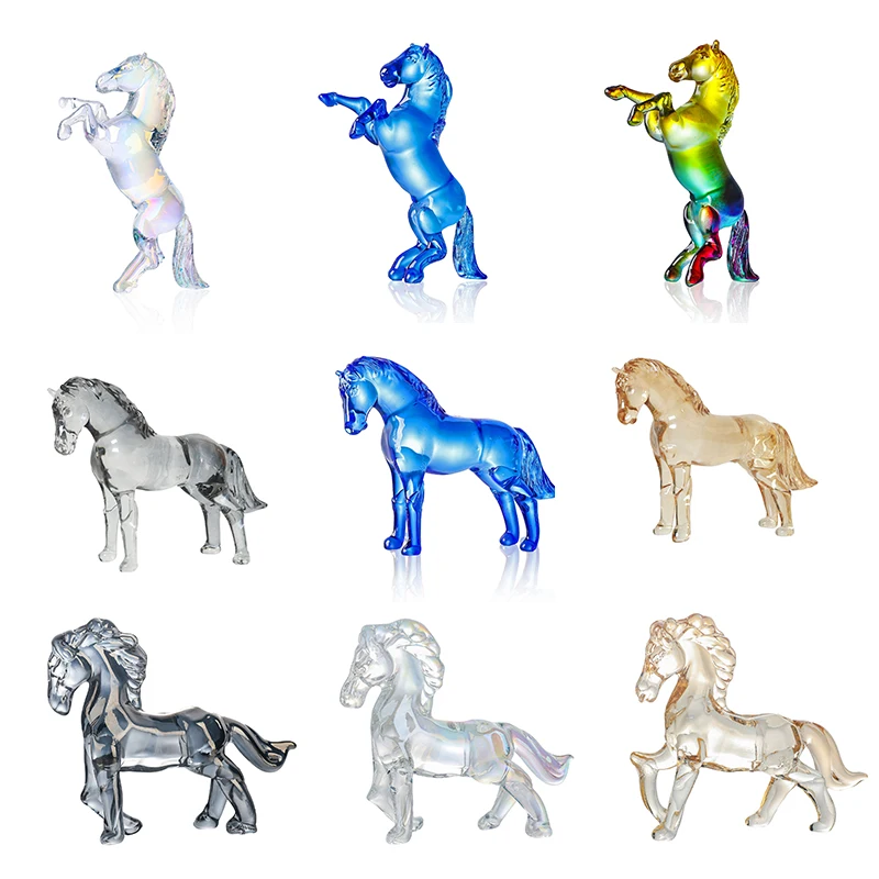 Home Desktop Decoration 2026 Zodiac Horse Statue Feng Shui Collection Crystal Light Luxury Horse Sun Catcher Ornament