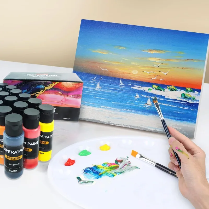 18 Colors Acrylic Paint Set for Kids, Washable Acrylic Paints Ideal for Gypsum Dolls, Rock Painting & Paint By Numbers Canvas