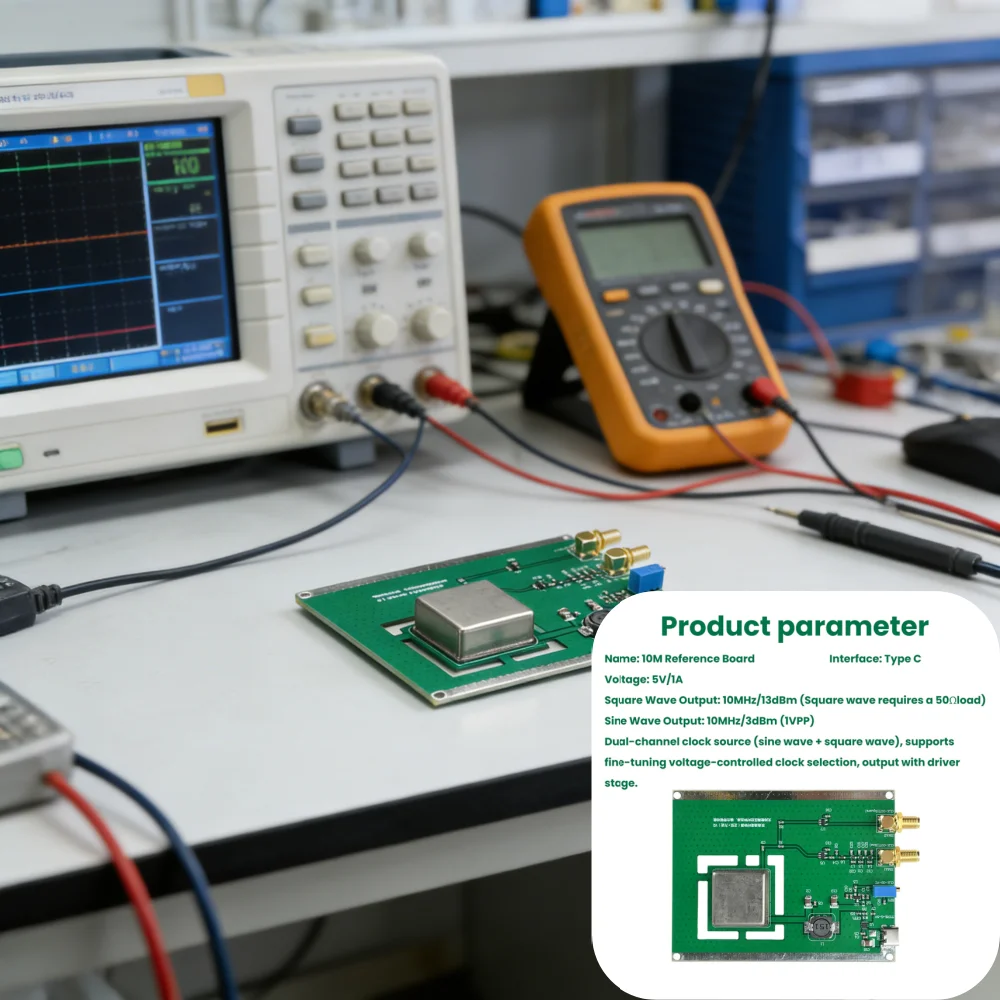 10M reference plate constant temperature crystal oscillator module, Type-C , 10MHz square wave sine wave output OCXO board