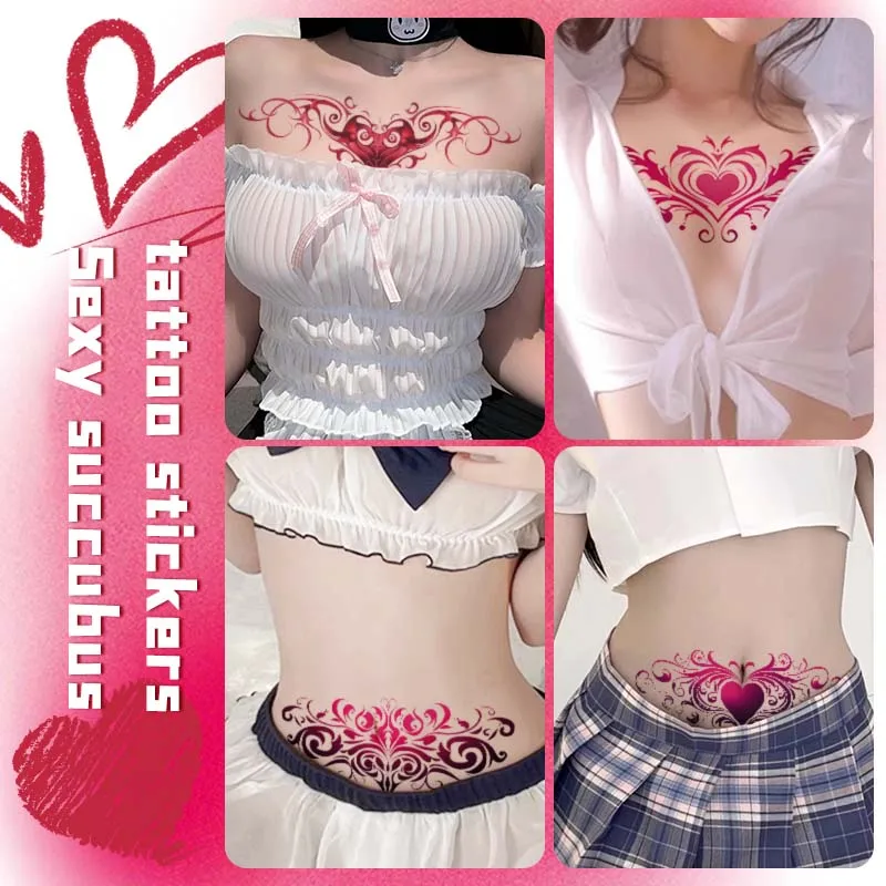 

Наклейка-тату серии Succubus, для использования на животе и груди, долговечная, реалистичная, поддельная татуировка, для мужчин и женщин