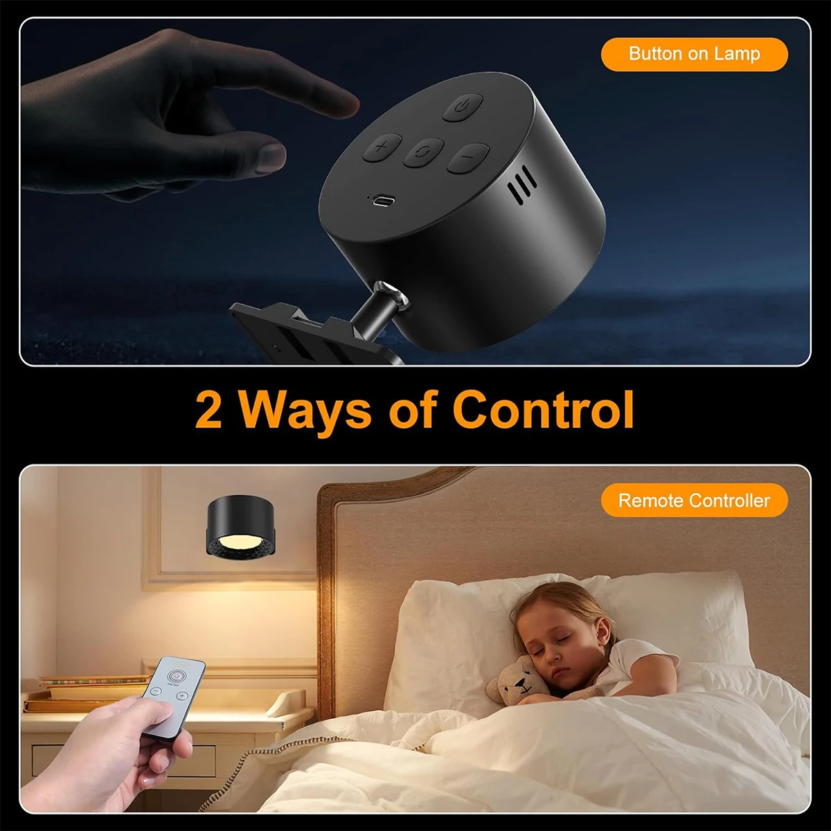 LED Wall Lights Mounted Reading with Remote Sconces Lamp With 3 Color Temperatures Magnetic 360° Rotation Cordless for Home Bulb image 3