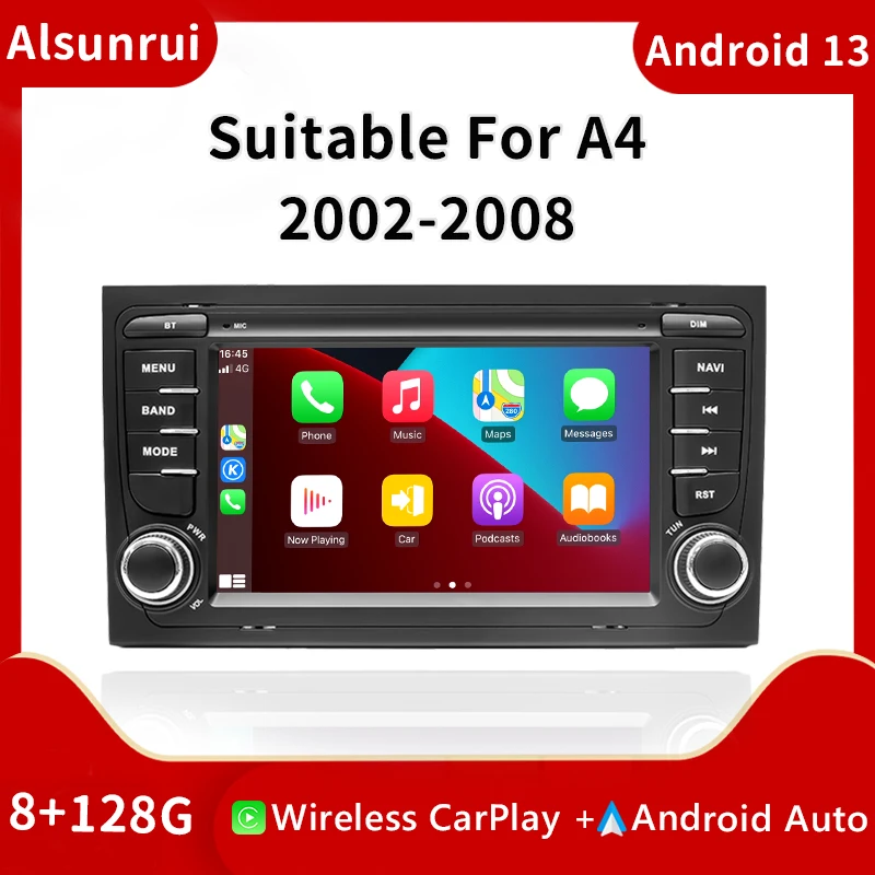 

Wireless Carplay 2Din Android 13 Car Radio For Audi A4 B6 B7 S4 B7 B6 RS4 Seat Exeo RS4 B7 2002-2008 Multimedia Stereo GPS Audio