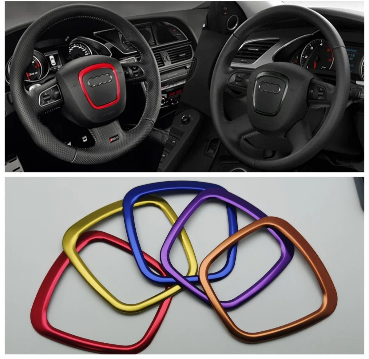 

Car Styling Steering Wheel Center Badge Decoration Cover For Audi A3 8P A4 B7 A5 A6 C6 A7 A8 Q5 Q7 Sline Logo Trim Ring Stickers
