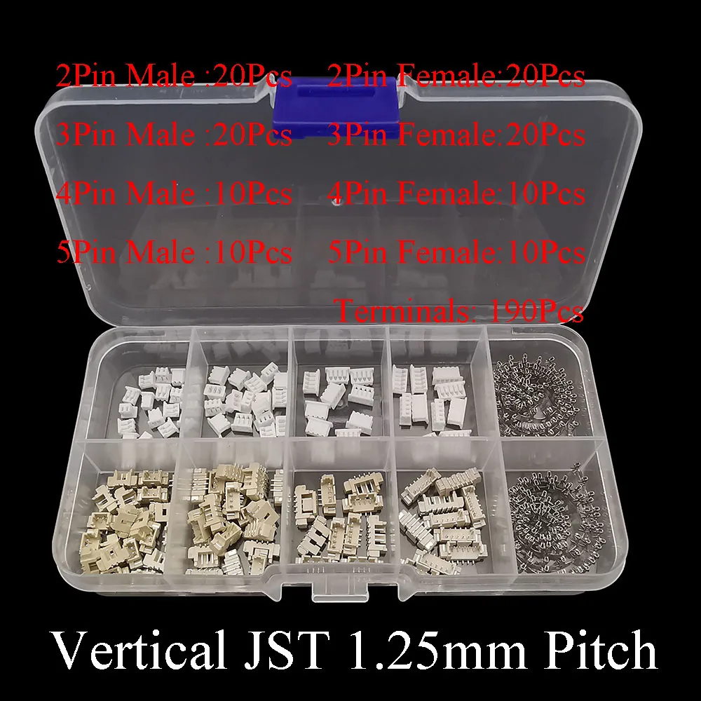 1 Box SH 1,0 MM/JST 1,25 mm/ZH 1,5 mm/PH 2,0 mm/XH2,54 mm/VH 3,96 mm Stecker Buchse Gehäuse Crimp Terminal Connector Kit