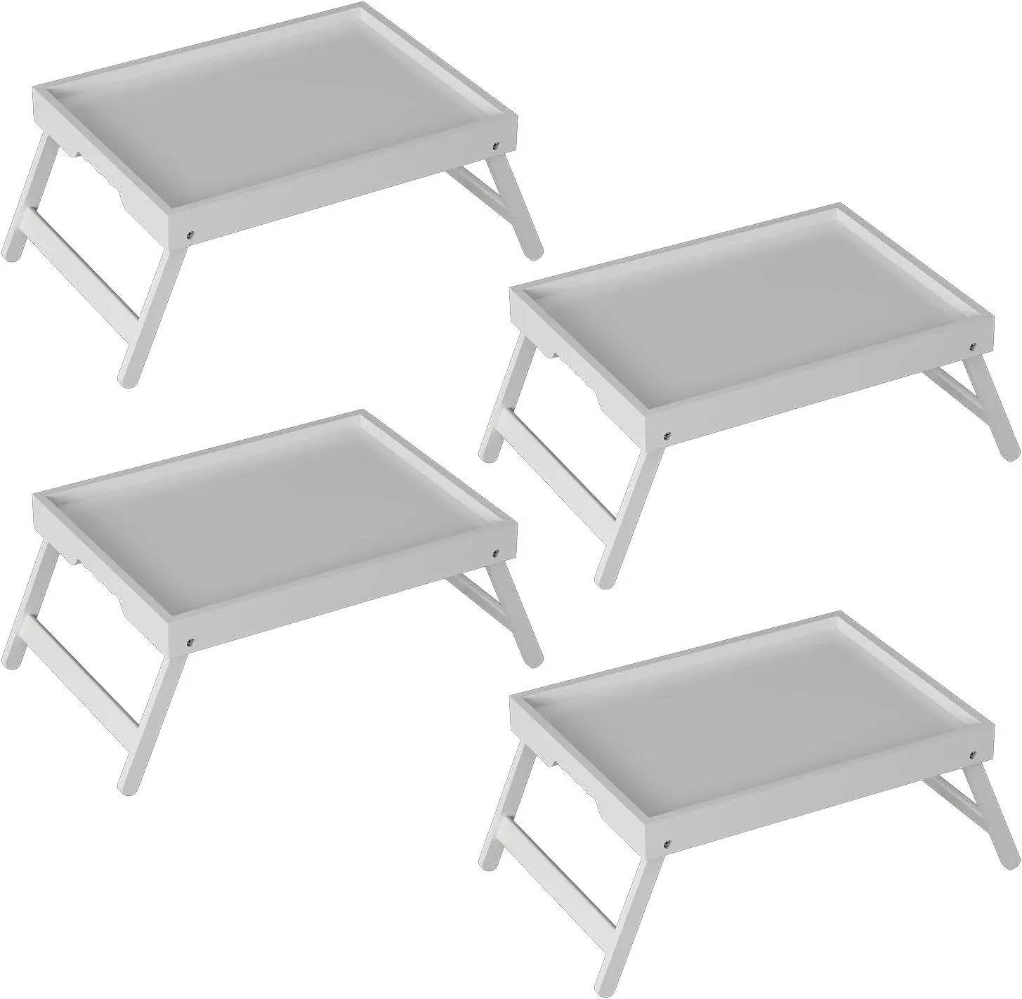 

Foldable Bamboo Bed Tray Table, Multi-Use for Breakfast, Laptop Desk, Kitchen Serving (4-Pack White)
