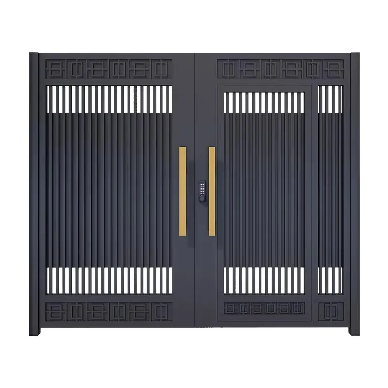 Electric Aluminum Courtyard Gate New Chinese Style Villa Outdoor Entrance Door for Rural Self Built House Wall