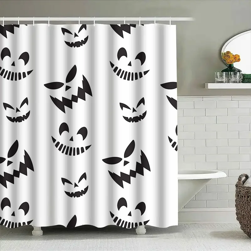 

1 шт., занавеска для душа «Черный Джек» на Хэллоуин, жуткий декор для ванной комнаты, милый принт тыквы для детей и взрослых