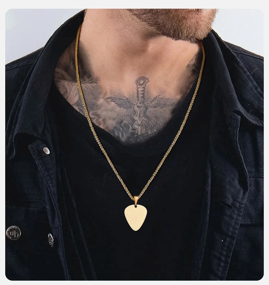 Personalisierte Gitarrenplektrum-Halskette mit Namensanhänger für Männer und Frauen, Geschenk für Musikliebhaber, inklusive gratis Box-Kette – Detail 4