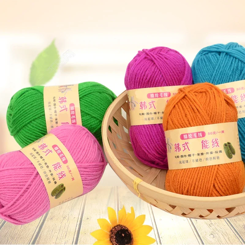 50g Acrylic Wool Chunky Yarn Medium Thick Thread Hook Slipper Thread Handwoven Diy Seat Cushion Baby Doll Hat Crochet Wool Yarn