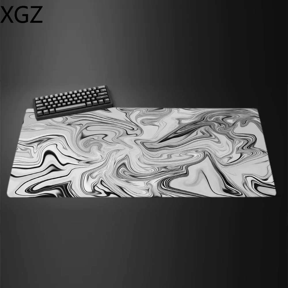 XXL 90x40 cm black and white large mousepad computer gamer office stitched edge keyboard desk mat washable non-slip