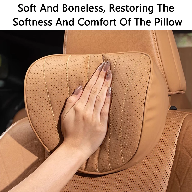 QHCP Car Head Pillow Seat Cushion Headrest Waist Support Leather Neck Pillow Supports Fits For Lexus ES NX RX Interior Accessory