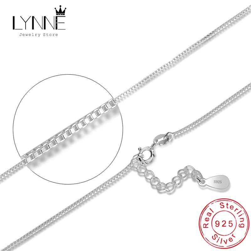 925 Sterling Silver Box Chain Clavicle Necklaces Simple 40cm&45cm Adjustable Extension Chain Women Jewelry Pendant Accessory