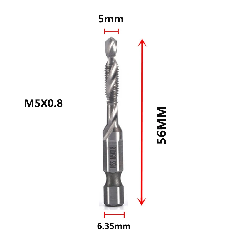 Hex Shank Titanium Plated HSS Schroefdraad Metrische Tap Boren Schroef Machine Compound Tap M3 M4 M5 M6 M8 M10 Handgereedschap