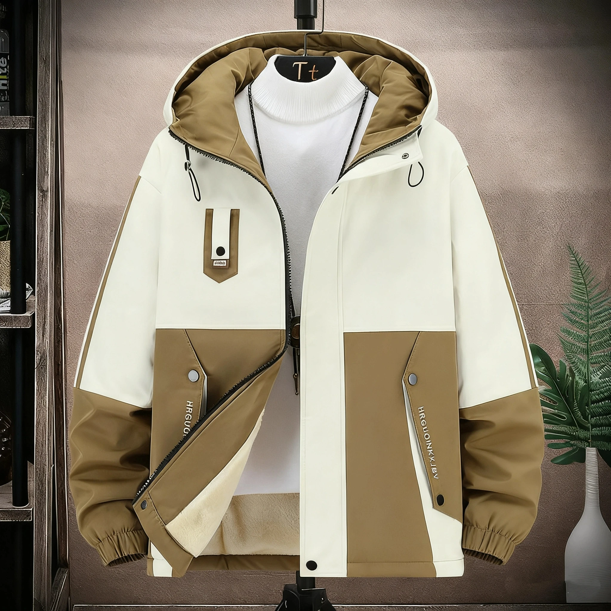 

Workwear Jacket for Men Ins Style Loose Hooded Coat Trendy Oversized Casual Jacket Streetwear Fashion Men's Hooded Jacket