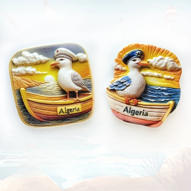 Algerian Refrigerator Stickers Seagulls and Coastal Souvenirs Home Decor High-end Souvenirs Magnetic Stickers