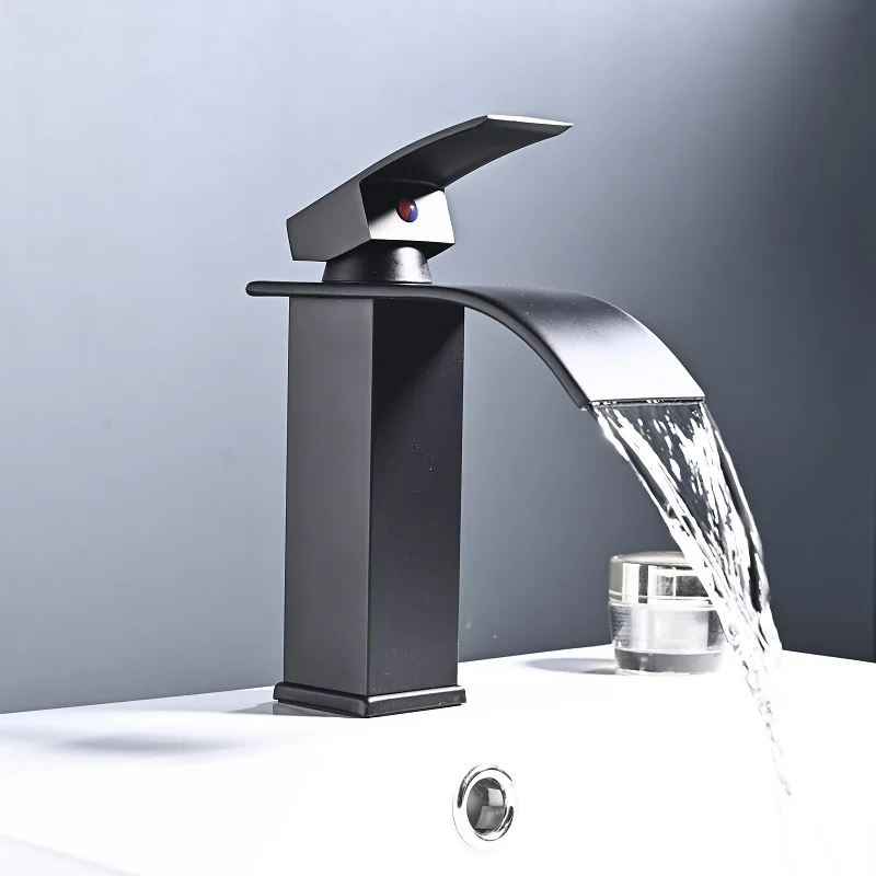 

Bathroom Basin Faucet Waterfall Deck Mounted Cold and Hot Water Mixer Tap Brass Chrome Vanity Vessel Sink Crane