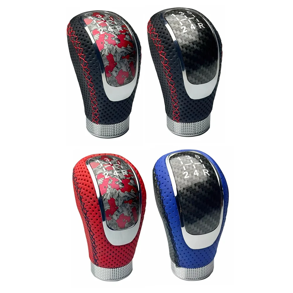 Pomello del cambio del veicolo Pomello della trasmissione manuale realizzato in pelle e lega di alluminio Pomello del cambio per auto facile da installare