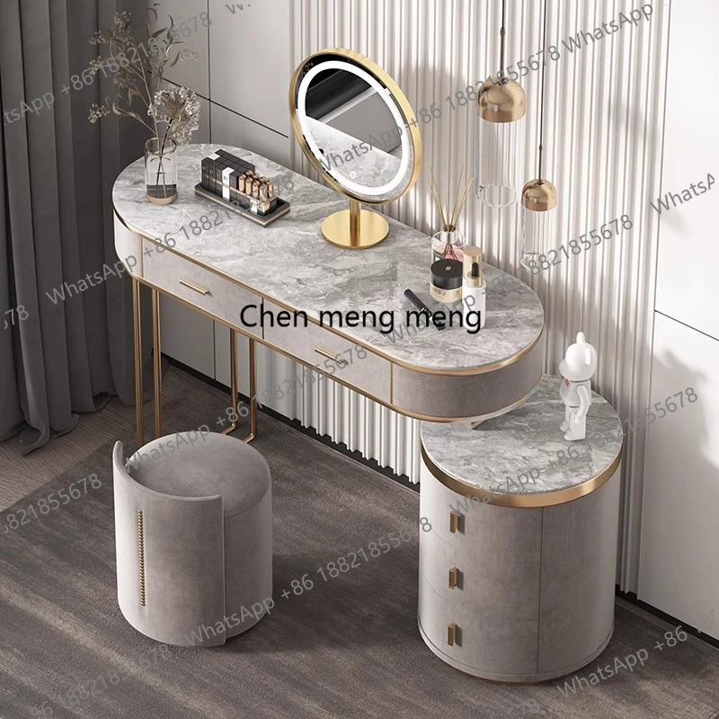 

Modern Girls Dressing Table Mirror Lights Stand Display Bedroom Dressing Table Stool Makeup Mesa Para Maquillaje Rome Furniture