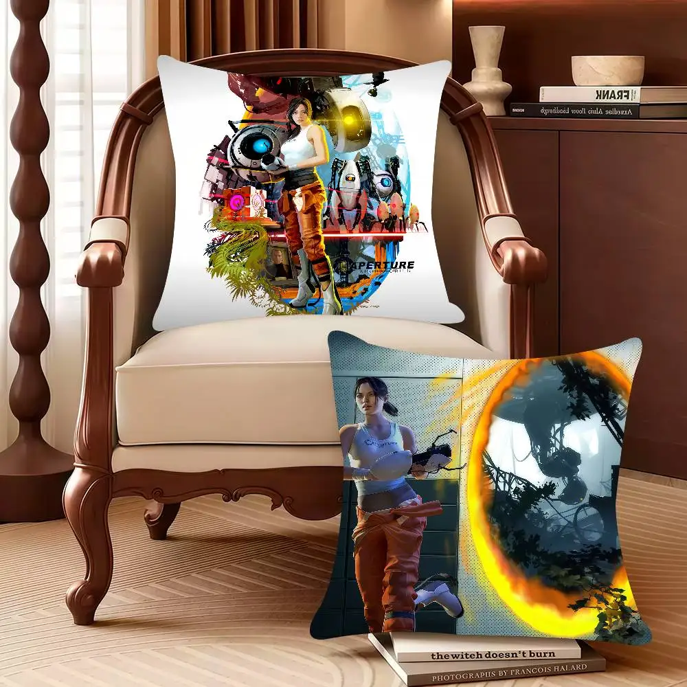 

Game P-Portal 2 Hot Funny Pillow Case Decor Protective Covers Comfortable soft for Sofa Living Room Home office