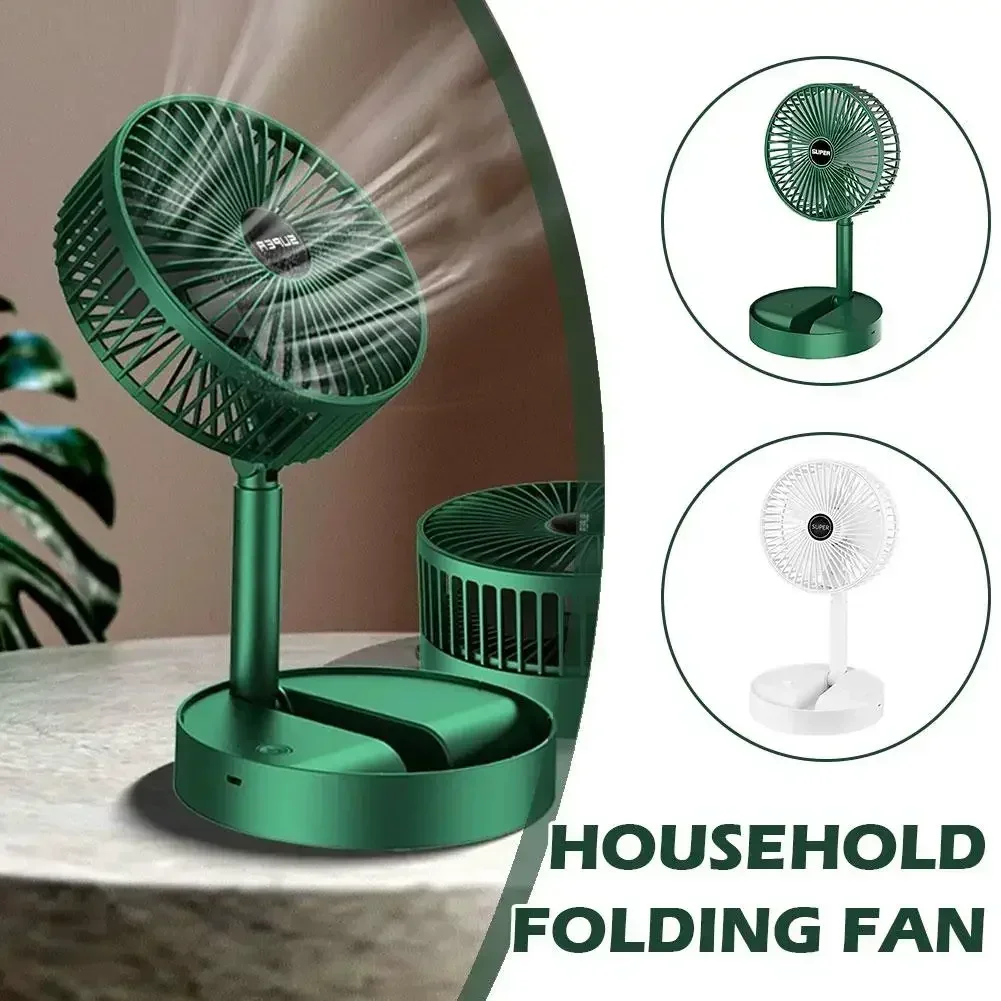 Rechargeable Electric Folding Fan Telescopic Small Fan Student Dormitory Office Desktop Mute Big Wind Camping Foldable Fan
