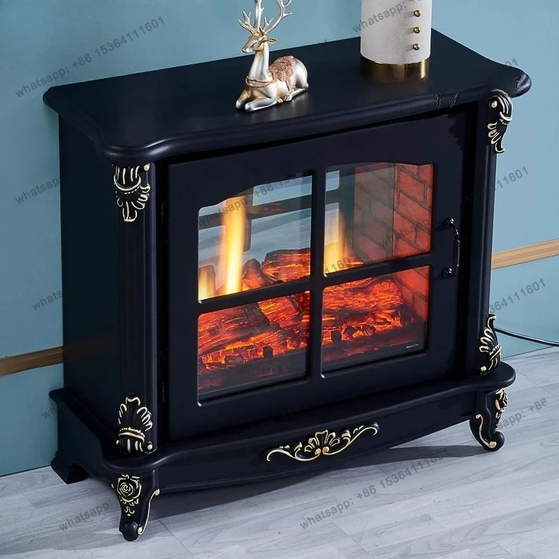 European fireplace American simulated flame heating fireplace core removable black designer high-end
