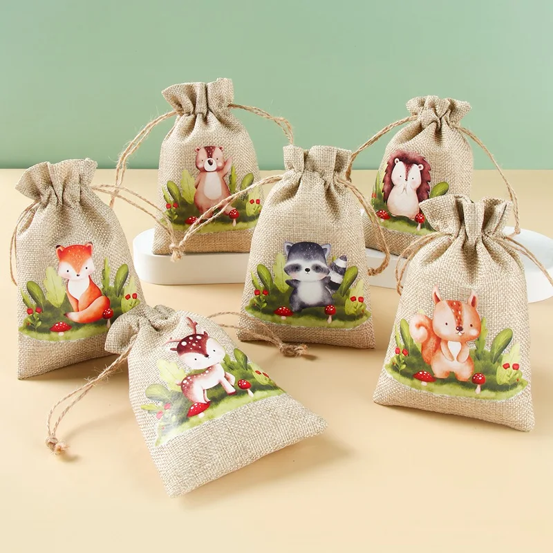 Bolsas de regalo de animales de Safari de la selva, paquete de dulces de aperitivos de galletas, decoraciones de fiesta de cumpleaños para niños,