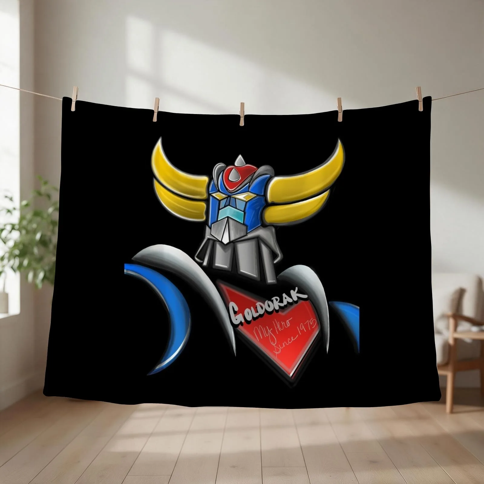 Goldorak, Grendizer, Vintage Goldorak Throw Blanket couch cozy soft plush fuzzy picnic outdoor blanket