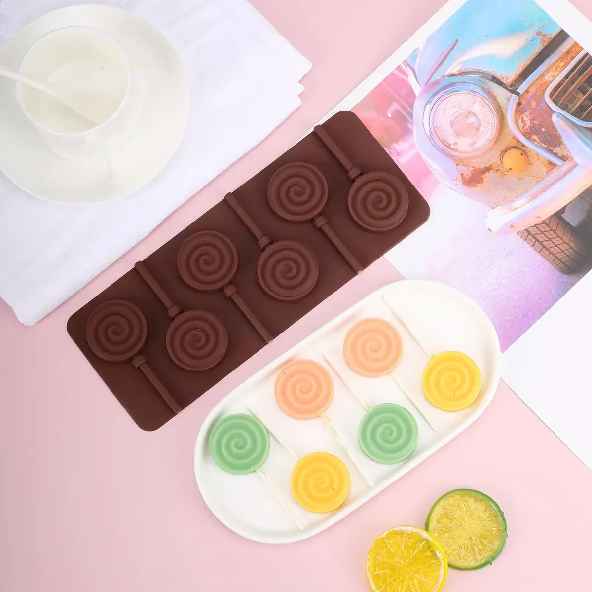 DIY Lollipop Chocolate Silicone Mold Ice Mold Flower/Monkey/Snowflake/Lips/Heart/Star Shaped Baking Mold Kithcen Making Supplies