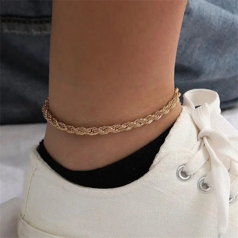 Klinge Kette Fußkettchen für Frauen Punk gold Armband auf Die Bein Edelstahl Schlange Ketten Mode Strand Zubehör Schmuck C046 – Detail 8