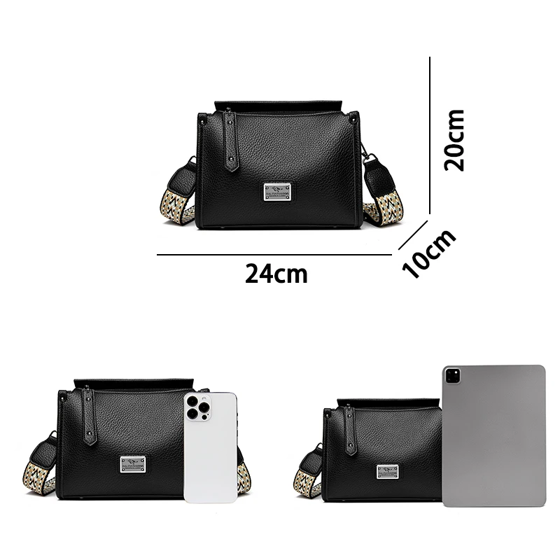 

New Luxury Design Fashion Ma'am Crossbody Bag High Quality PU Leather Black Shoulder Bag Women Leisure Simplicity Messenger Bag