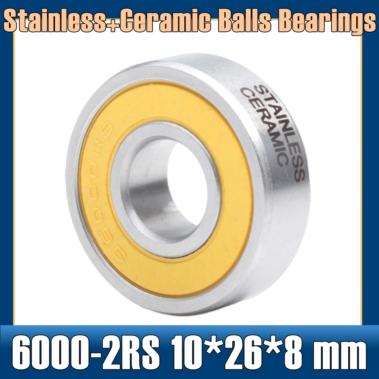 6000-2RS Stainless Bearing 10*26*8 mm ( 1 PC ) 6000 RS Bicycle Hub Front Rear Hubs Wheel 10 26 8 Ceramic Balls Bearings