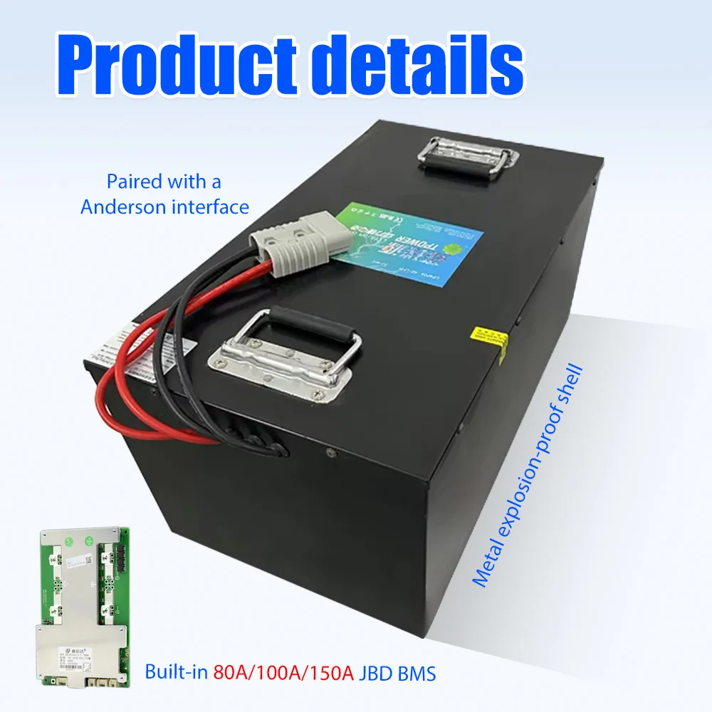 SEENRUY 48V 100AH LifePO4 Battery Pack with Built-in BMS for RV Golf Cart -100A/150A Lithium Iron Phosphate Rechargeable Battery
