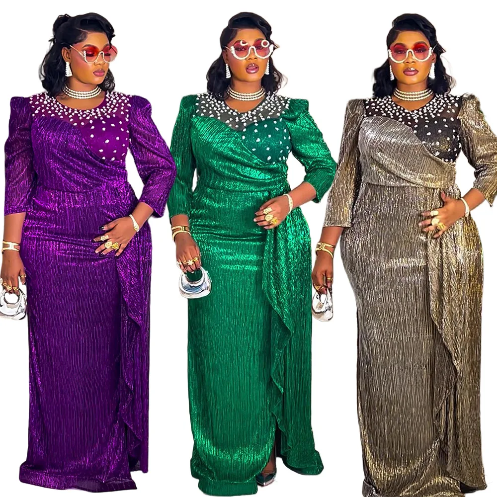 

Customized Customized Africa Clothes 2026 Plus Size African Party Dresses for Women Dashiki Ankara Sequin Wedding Evening Gown B