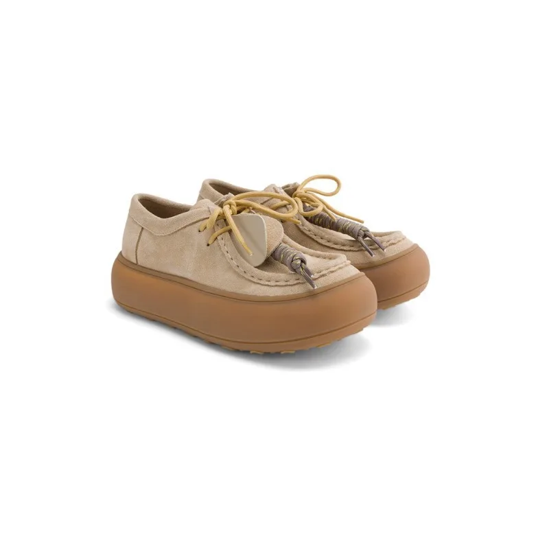 خريف جديد جلد سميك سوليد رئيس مستدير الدانتيل متابعة الكعك أحذية كبيرة رئيس الخبز أحذية رياضية المرأة المتسكعون الانزلاق على