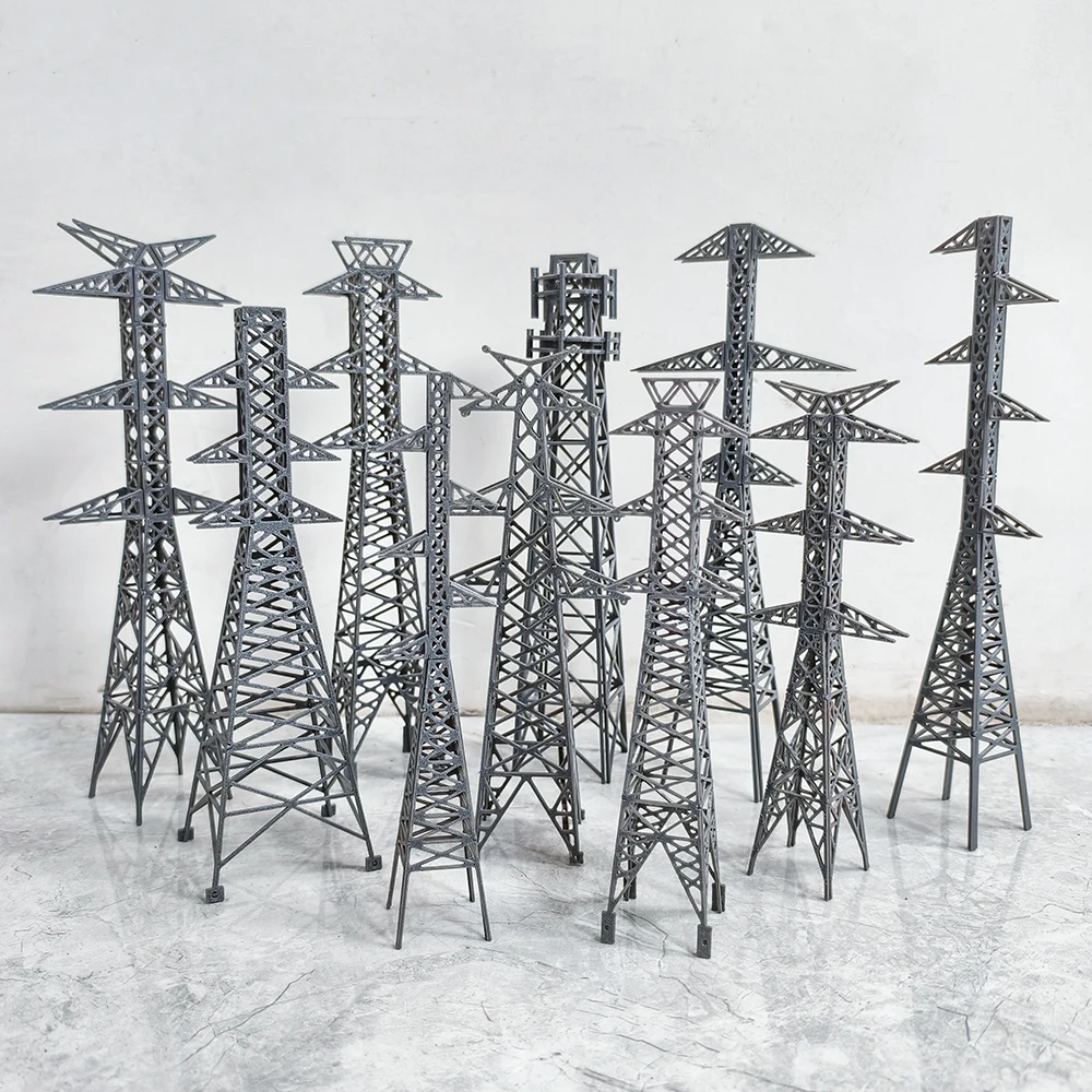 Modelo de Torre de Transmisión Eléctrica en Miniatura, Escala 1:100/1:150/1:200, Material Plástico ABS, Kits de Ensamblaje de Torre de Línea de Transmisión de Energía