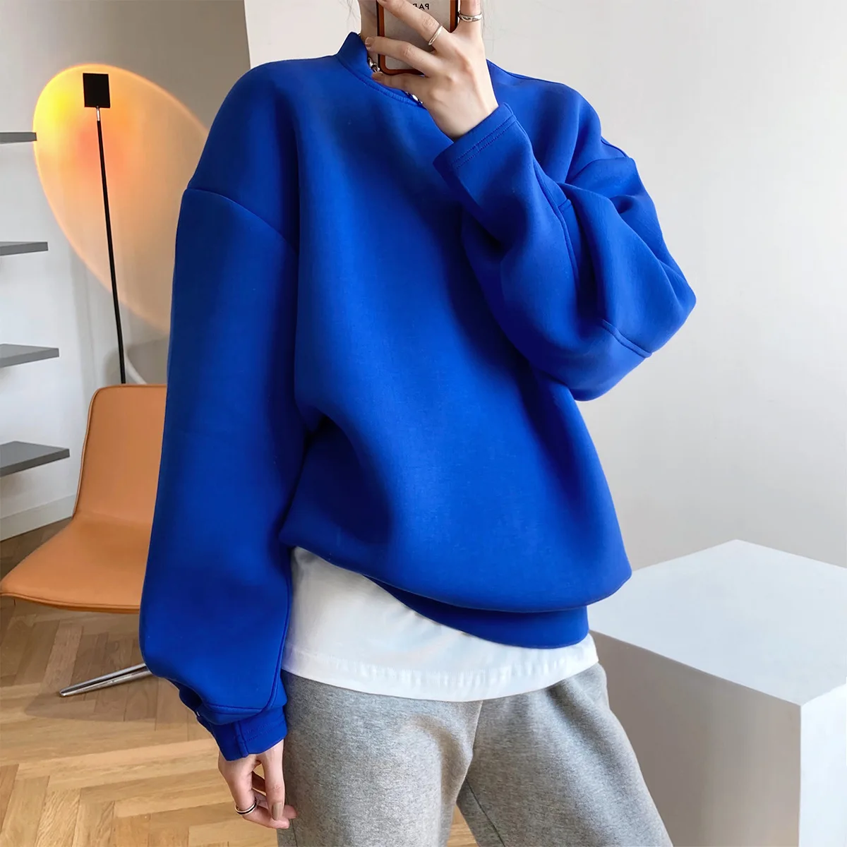 fashionable space cotton sweater women\'s spring and autumn thin design loose ins lazy wind air layer top