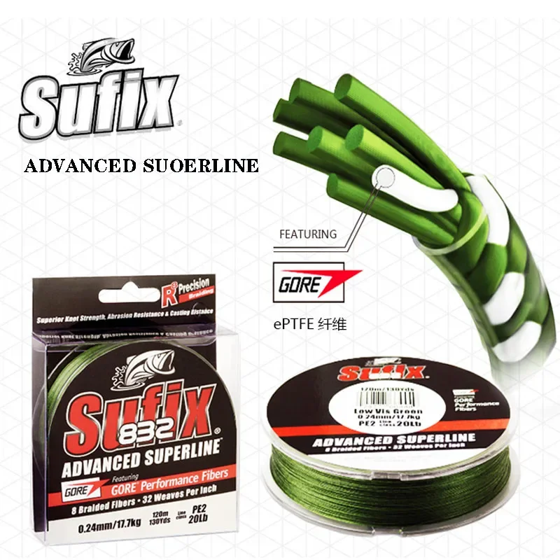 

Sufix New Fishing Line 832 Original 120M/250MPE8 Woven 13-99 pounds Imported Durable Luya Line