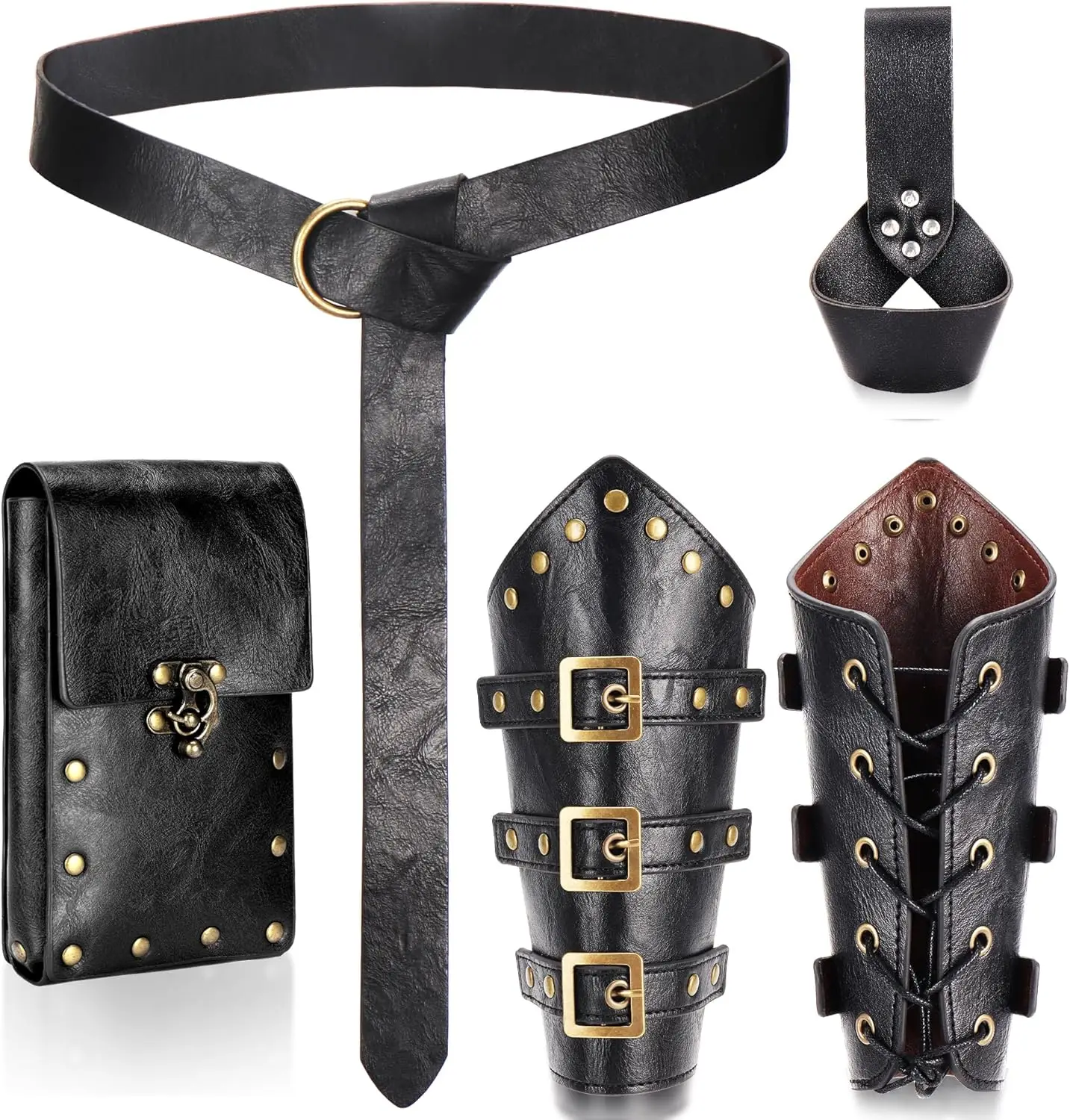 Renaissance Medieval Belt Skirt Hiking Viking Horn Design Leather Cover for Sword Frog Accessory