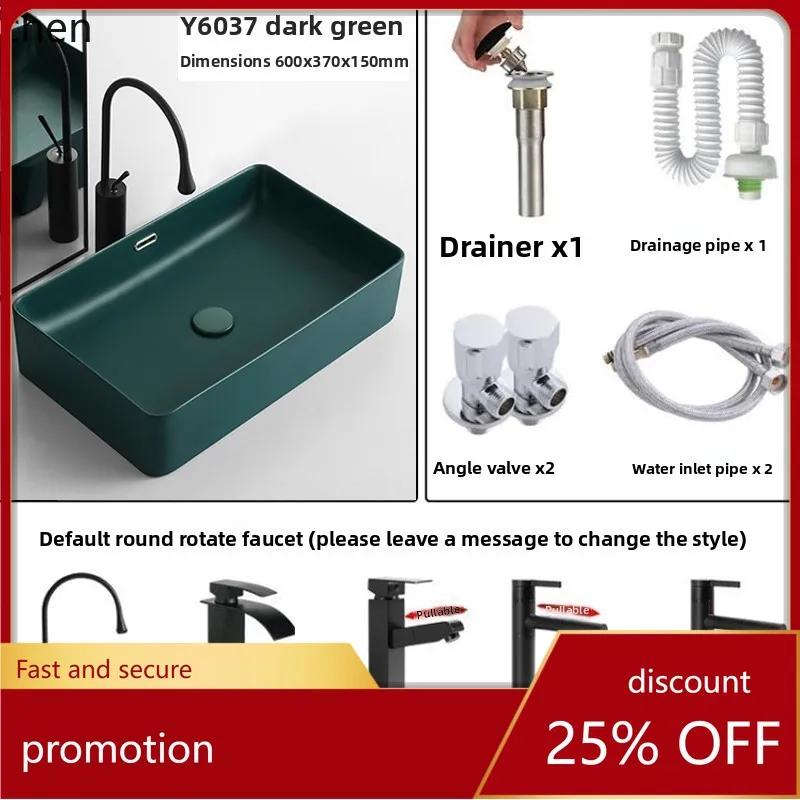 

ZML Dark Green Countertop Basin Household Balcony Wash Basin Black Ceramic Small Size Wash Sink