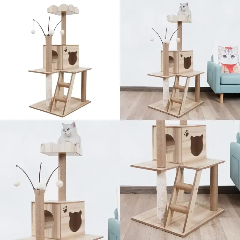 for Cat Activity Tree with Scratching Board and Rope Durable Easy to Assemble 50x60x122 cm
