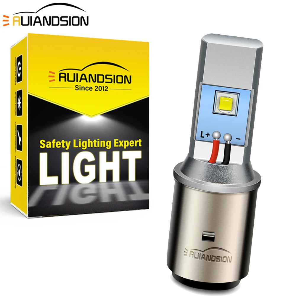 RUIANDSION 1Pcs BA20D H6 H6M P15D-25-1 LED Moped Headlight Scooter Headlamp 20W AC/DC 6-24V Motorbike 6000K White Fit Forklift