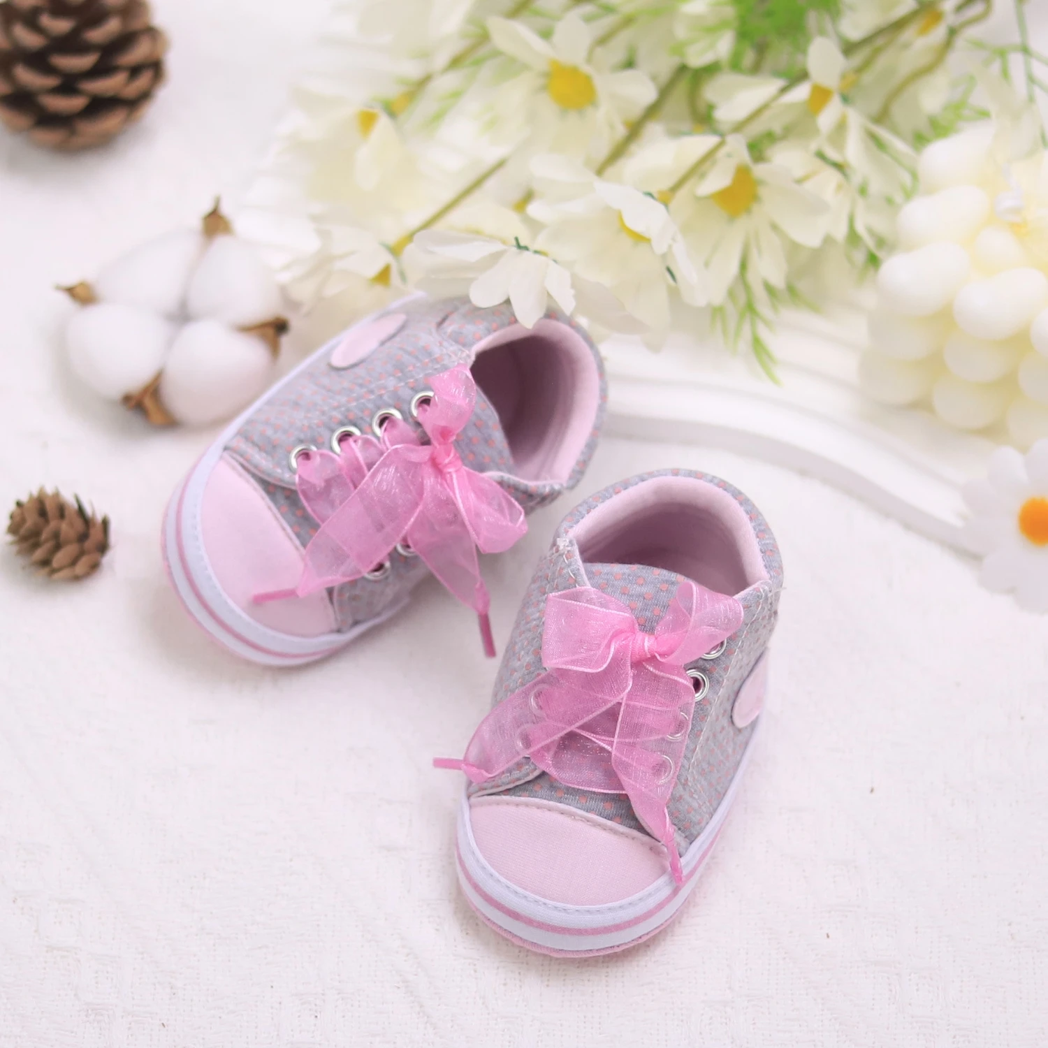 Cute Bowknot Comfortable Sneakers For Baby Girls, Lightweight Non Slip Shoes For Indoor Outdoor Walking, Spring And Autumn