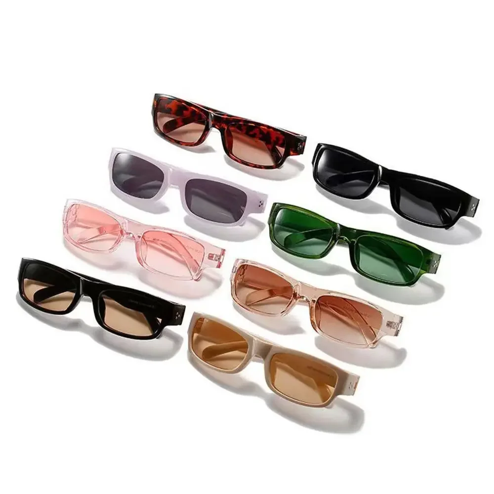 

Солнцезащитные очки Y2K с защитой UV400 ярких цветов, узкая квадратная оправа, черные оттенки, повседневные прямоугольные солнцезащитные очки в стиле ретро, уличные уличные