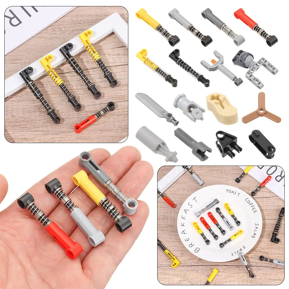 Multistyles Technology Building Blocks MOC Crane Technical Parts Wheel Push Bricks Shock Absorber Rod Connector