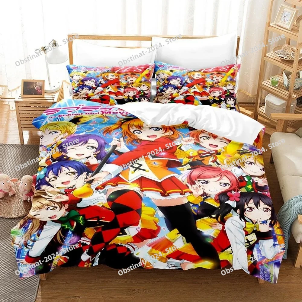 

Fashion 2025 New Kawaii Love Live! Bedding Set Cartoon Anime three-piece Set Adult Kid Bedroom Duvet Cover Sets Home Textiles