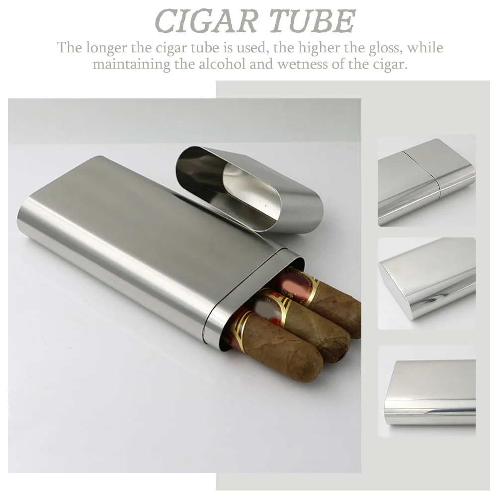 Case Box Tube Stainless Steel Holder Portable Ciggaret Travel Carrying Humidor Metal Storage Jar Single Tubes Pocket