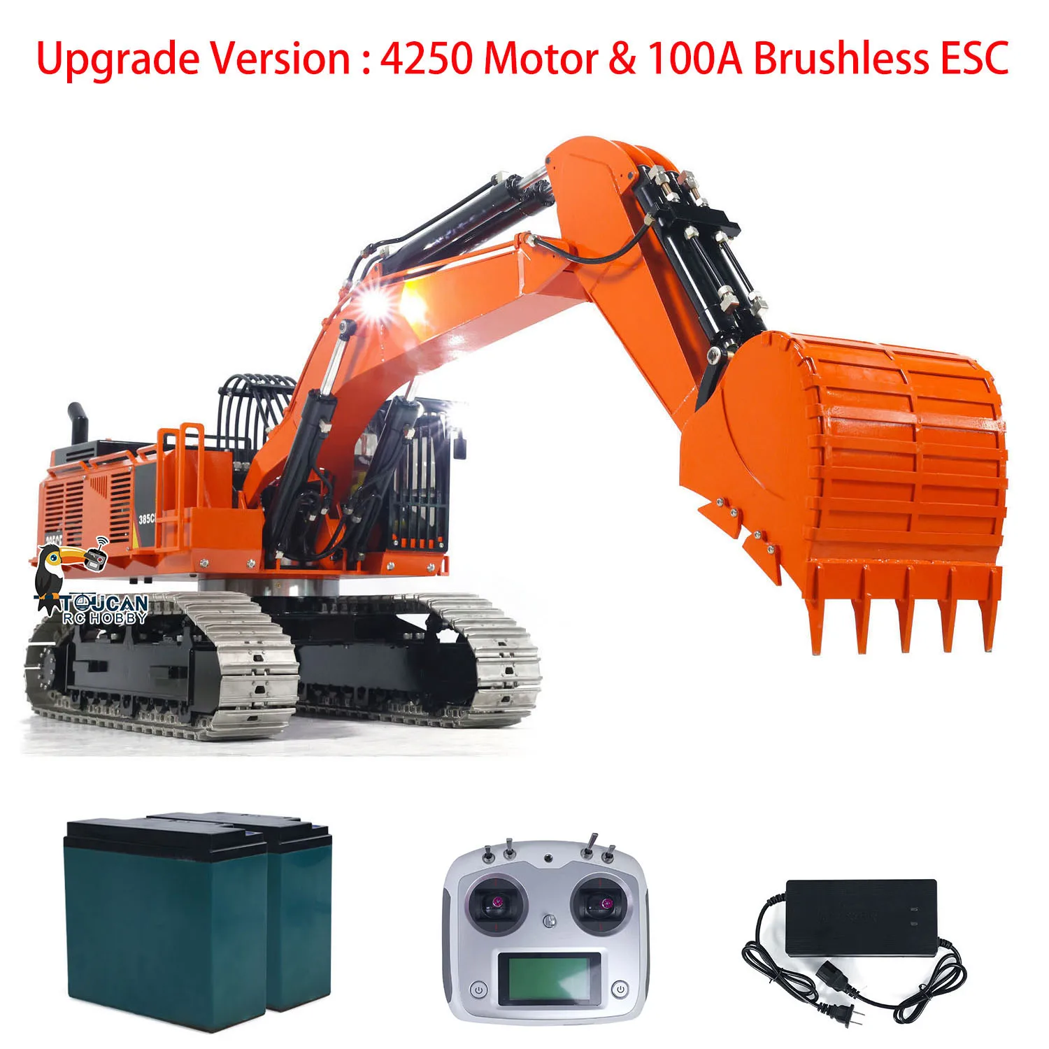 1/8 RC Hydraulic Excavator 385CF 150KG Heavy Duty Radio Control Digger Upgraded DIY Model for Aldults Toy