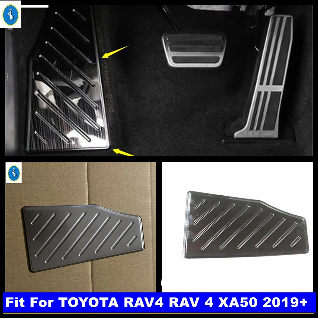 Stainless Steel Car Left Side Foot Rest Footrest Pedal Decor Panel Cover Trim Accessories For TOYOTA RAV4 RAV 4 XA50 2019 - 2024