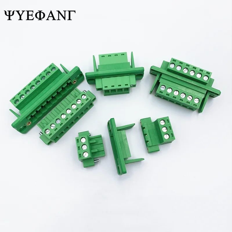 2sets 2EDGWC 2edg 2/3/4/5/6 Pin 5.08MM Pitch Pluggable Screw Terminal Block 5.08 Connector PLUG + SOCKET Solderless Docking