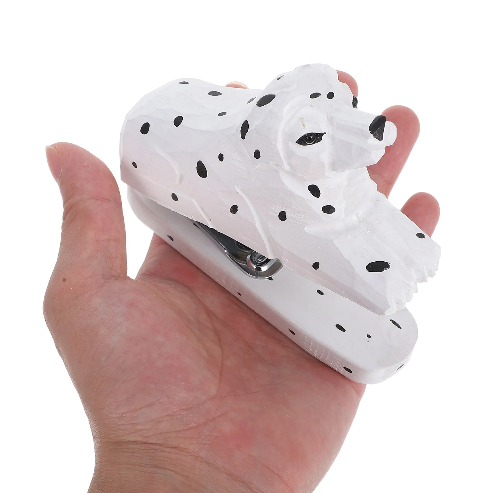 Grapadora de madera dálmata, novedad funcional, suministros de oficina para decoración de escritorio creativa, accesorio de papelería de animales pequeños